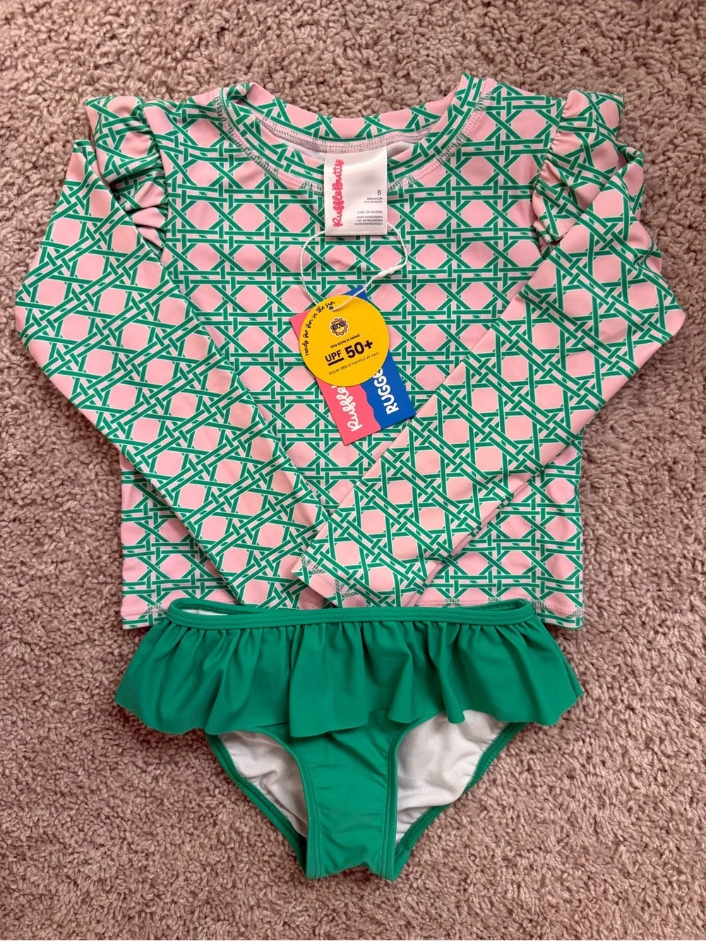 NWT Ruffle Butts Two Piece Rashguard